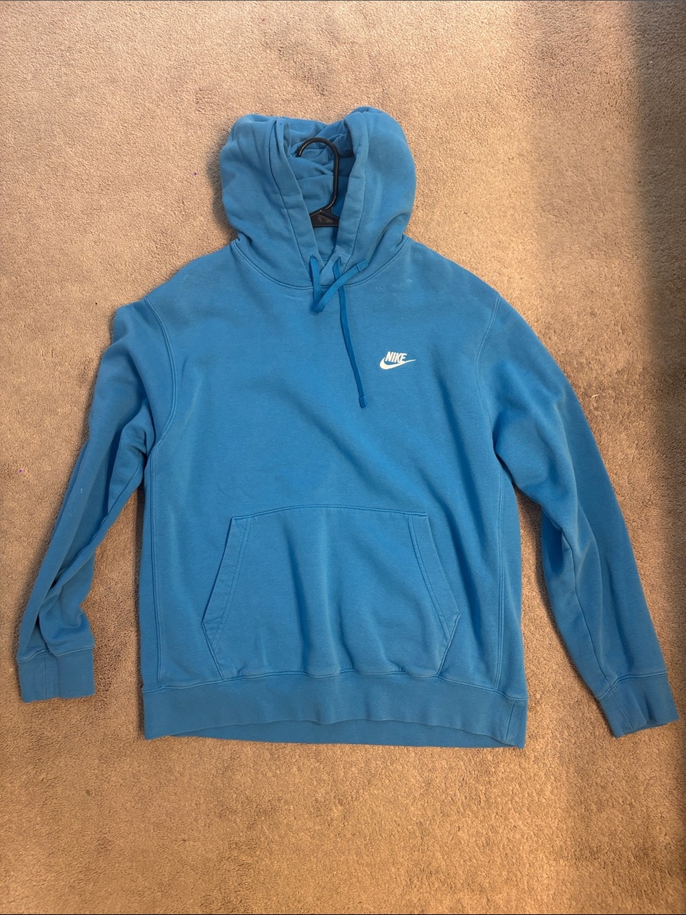 Nike Teal Blue Pullover Hoodie with White Swoosh